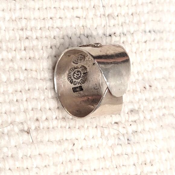 Vintage Taxco Mexican Sterling Silver Blue Turquoise Multi Stone Band Ring - Picture 4 of 4